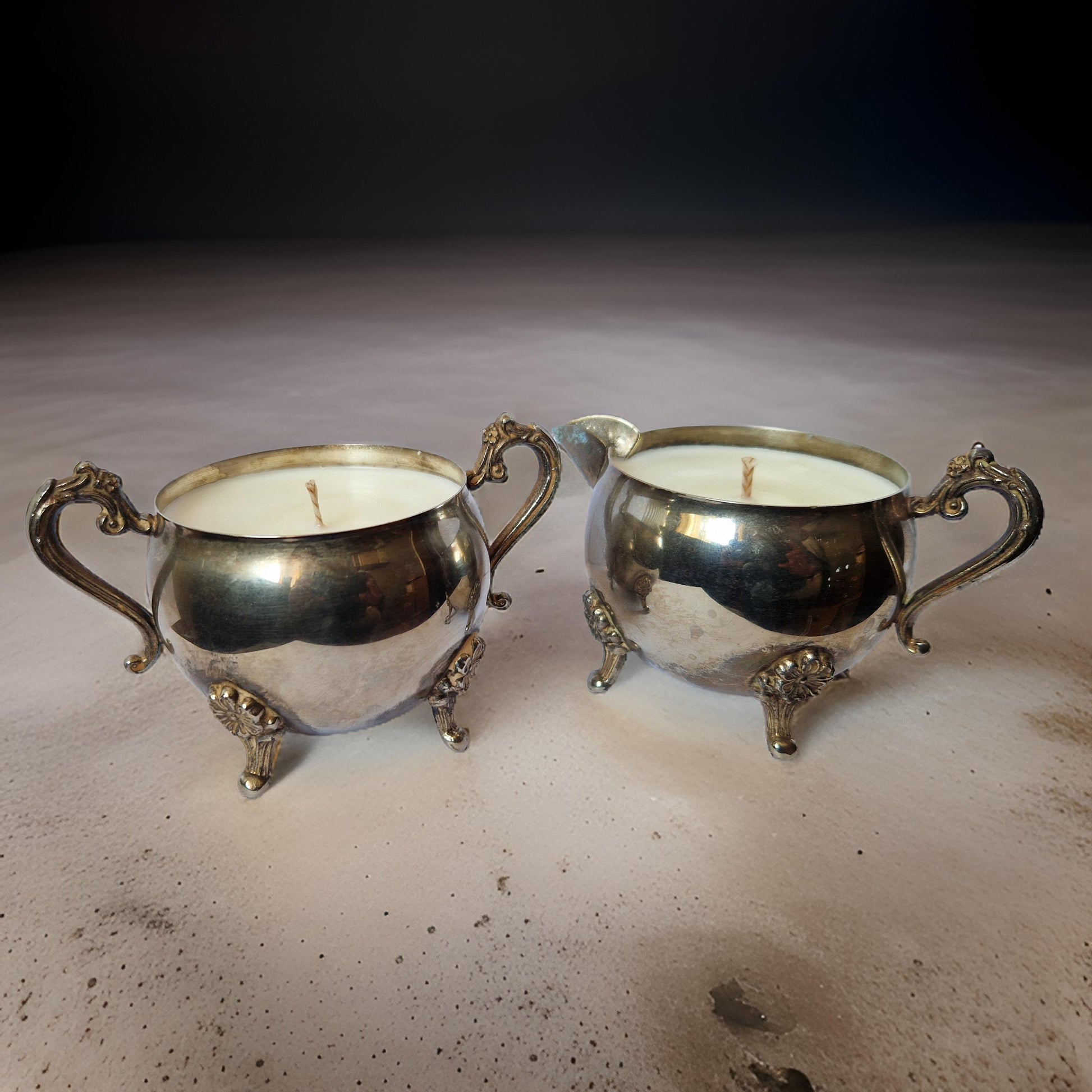 Vintage Sugar & Creamer Bowl Candles-3