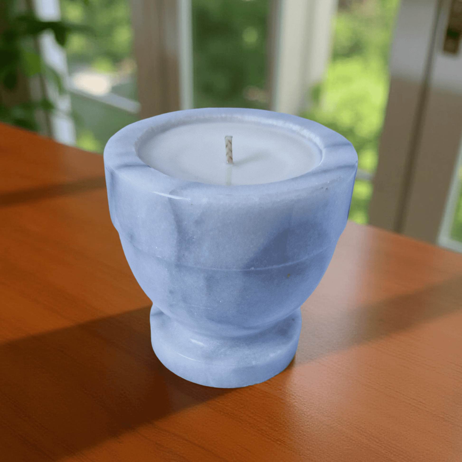 Repurposed White Marble Mortar Candle – Vintage Bookshop-3
