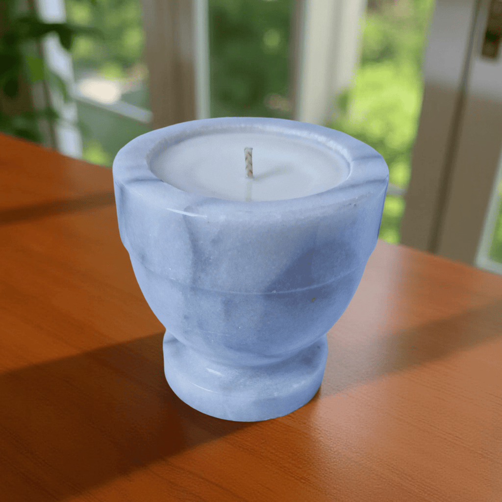 Repurposed White Marble Mortar Candle – Vintage Bookshop-3
