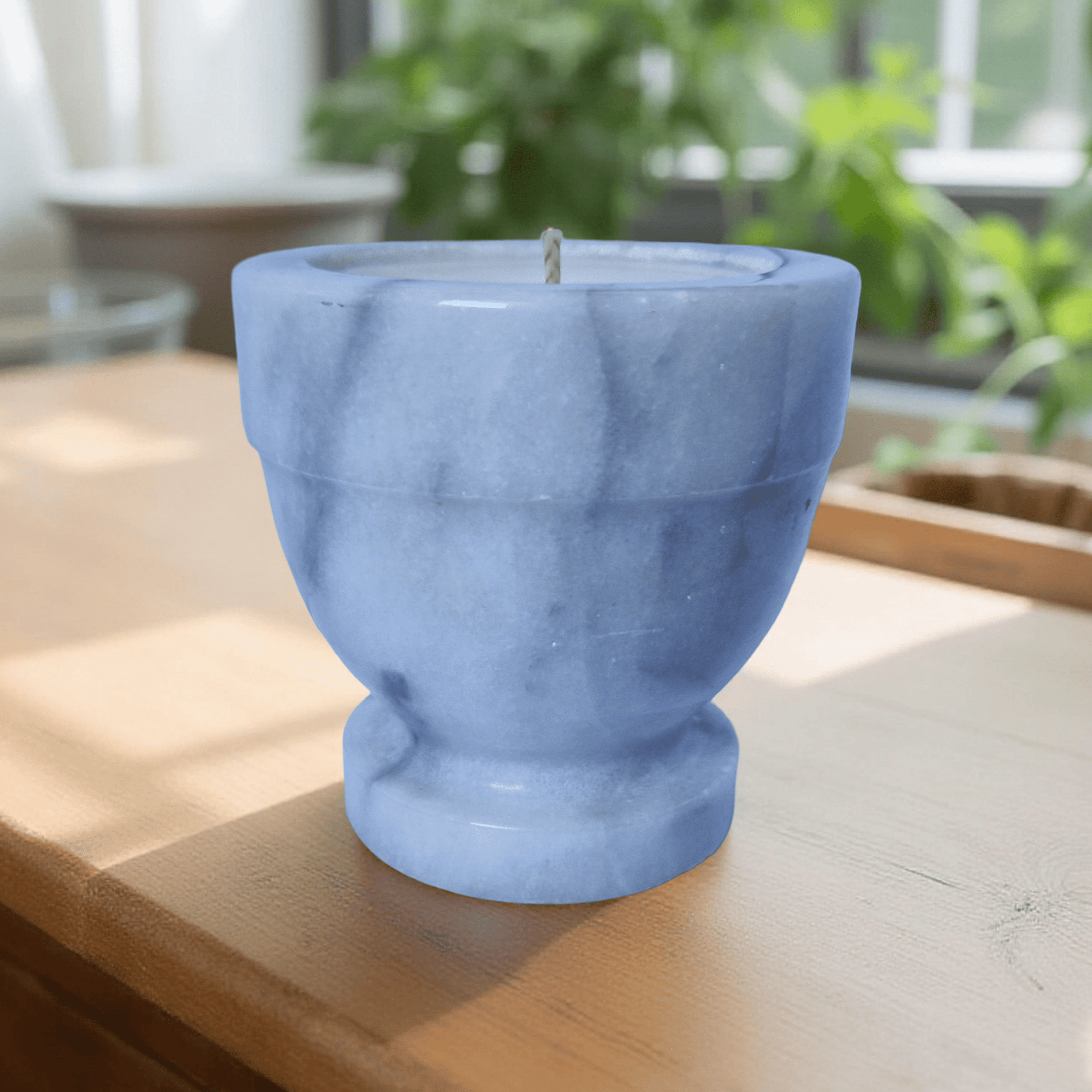Repurposed White Marble Mortar Candle – Vintage Bookshop-0